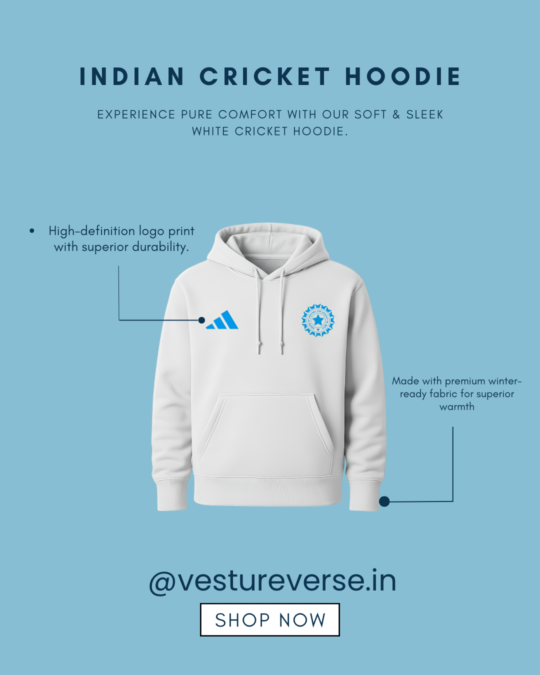 Team India Hoodie — White